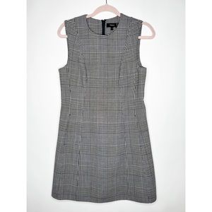 Theory Helaina Plaid Shift Dress Black White Glen Check Sleeveless Wool Size 6